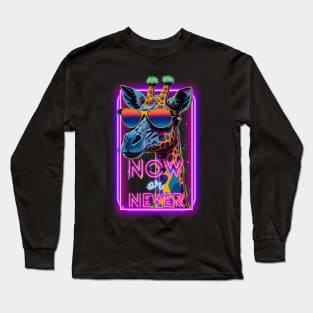 Neon Giraffe with Sunglasses Motivational quote Long Sleeve T-Shirt